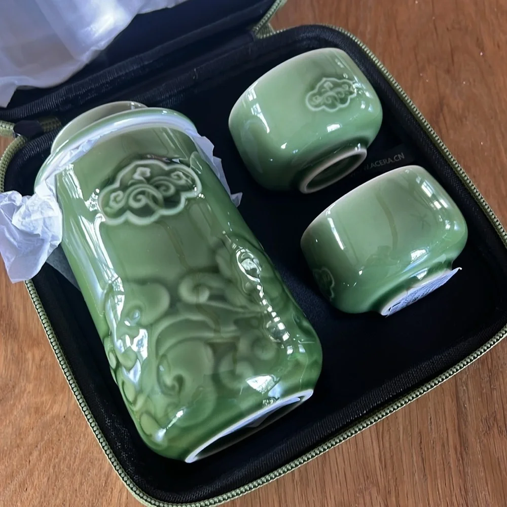 Acera Liven New Chinese Tea Set Jade Green Ceramic
